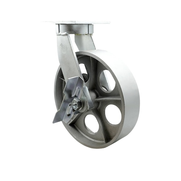 10'' Extra Heavy Duty Semi Steel Cast Iron Wheel Swivel Caster with Brake